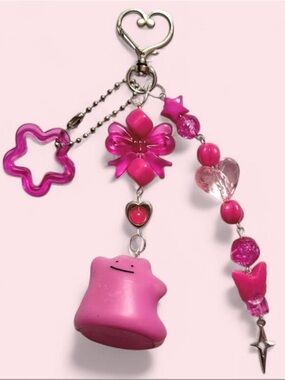 Pokemon Keychain Charm Cute Handmade Kawaii Beaded Bag Charm Gift Ditto
